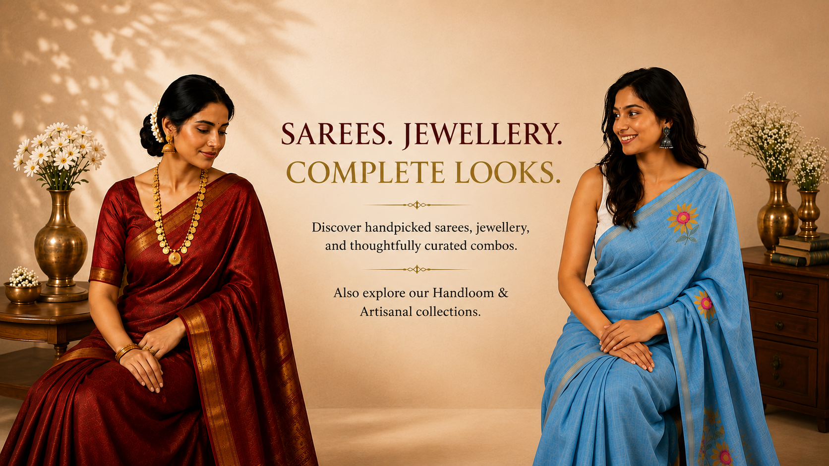 Model in deep maroon Mysore silk saree with temple gold jewellery